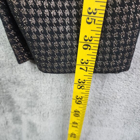 Womens Rachel Zoe Black & Metallic Gold Houndstooth Pants Career Straight 14 - Picture 10 of 12